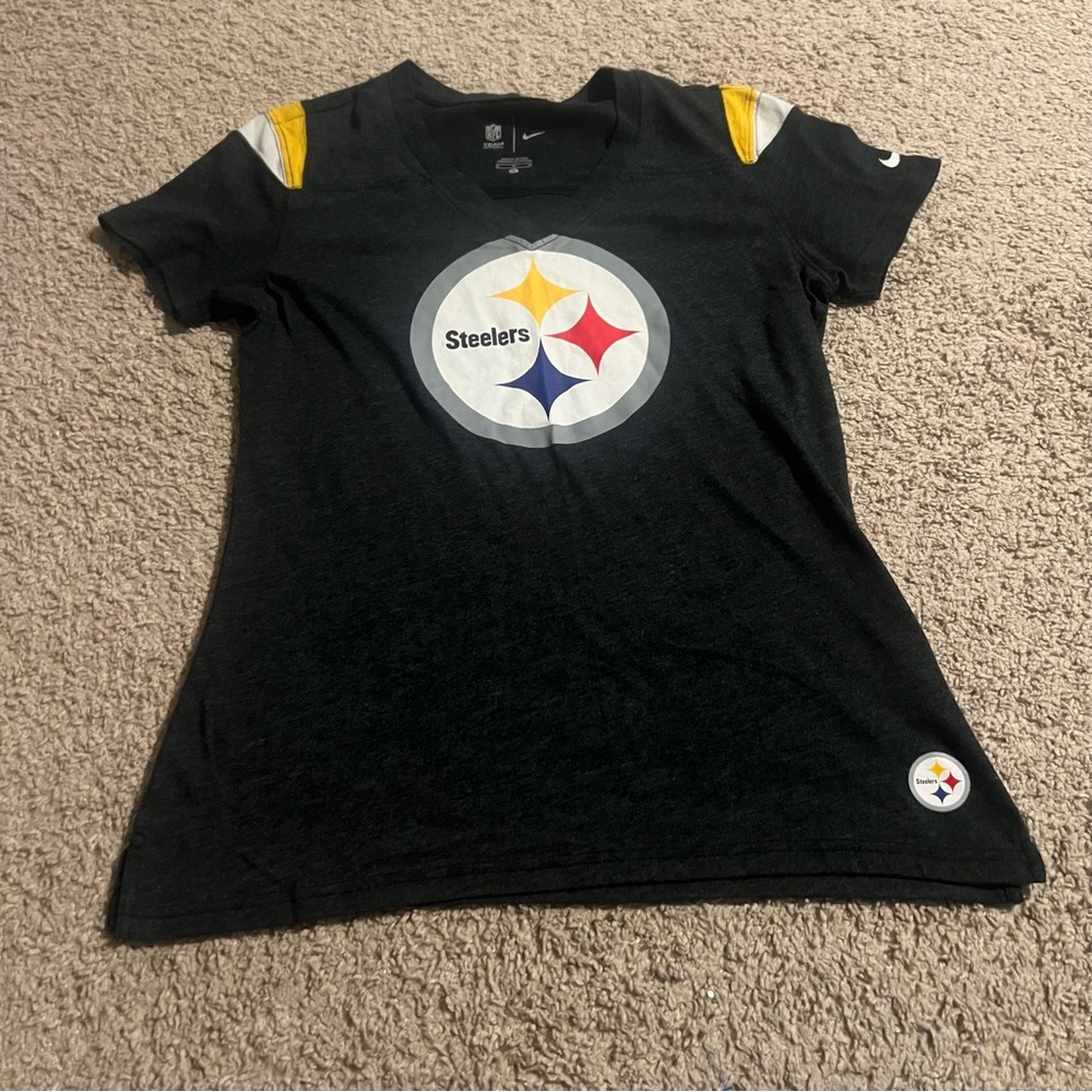 Nike NFL Steelers Preppy Sporty Game Day V Neck Womens M Black fanwear